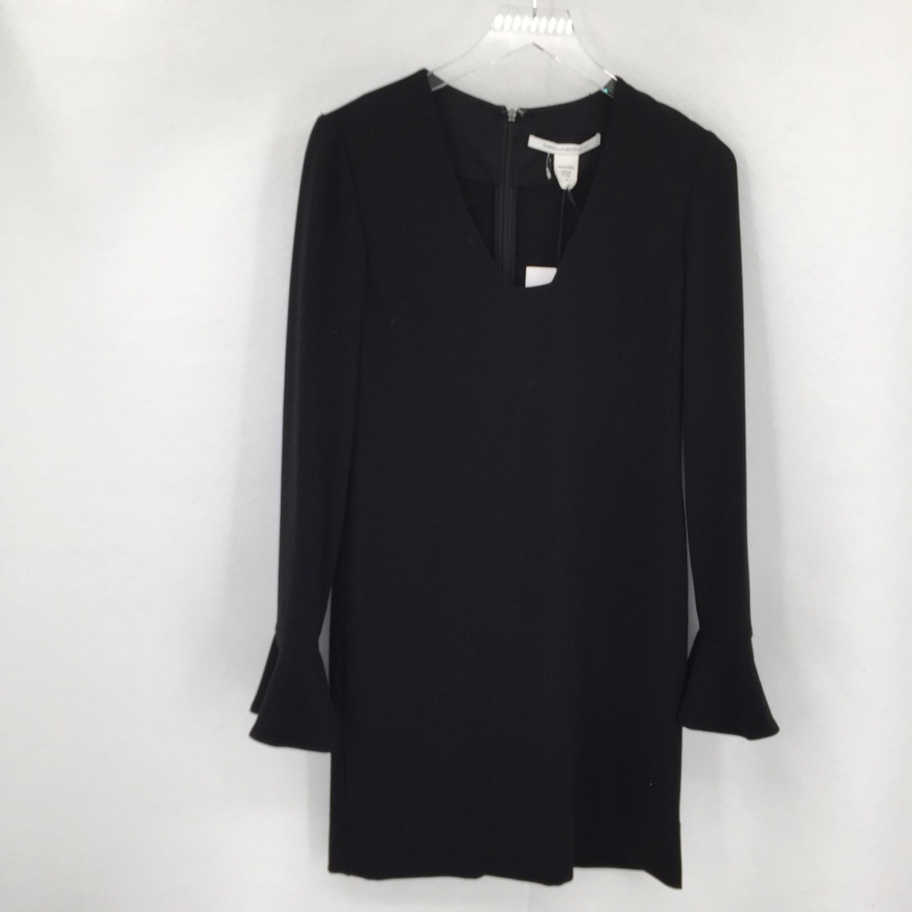 DVF Diane von Furstenberg Hazina black dress ruffle sleeve shift sheath new 4